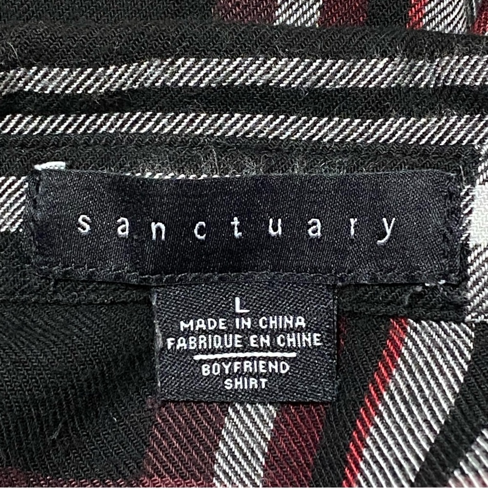 Sanctuary Plaid Boyfriend Button Shirt Large Grunge Western Cowgirl Style - Picture 4 of 6